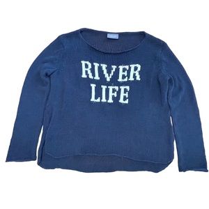 Wooden Ships Navy Blue 'River Life' Sweater